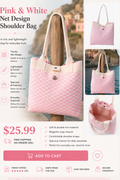 Pink & white net shoulder bag